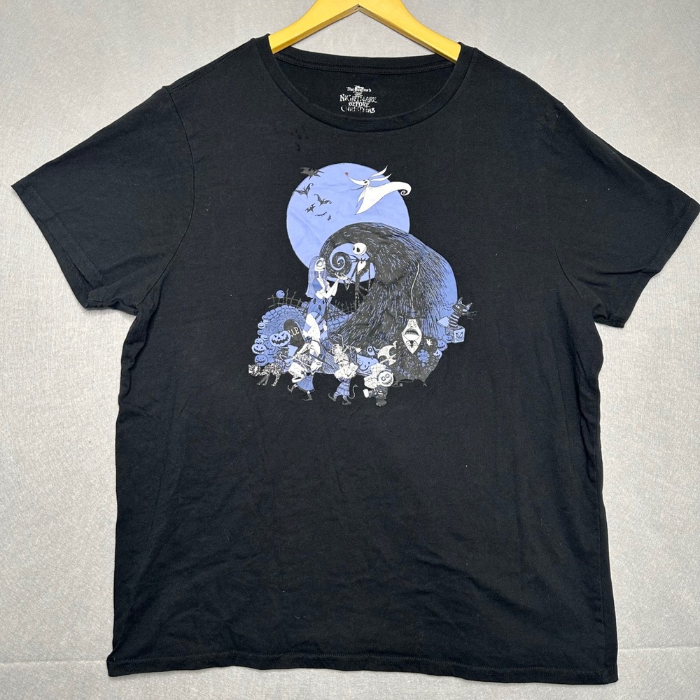 Disney Men Graphic T-Shirt XL Black Excellent Nightmare Before Christmas Jack